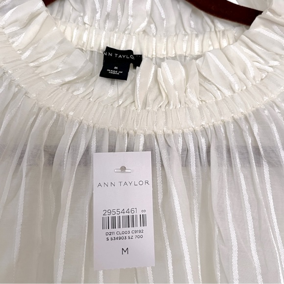 NWT Ann Taylor High Neck White Chiffon Spring 2020 Blouse, Size Medium - Picture 4 of 5